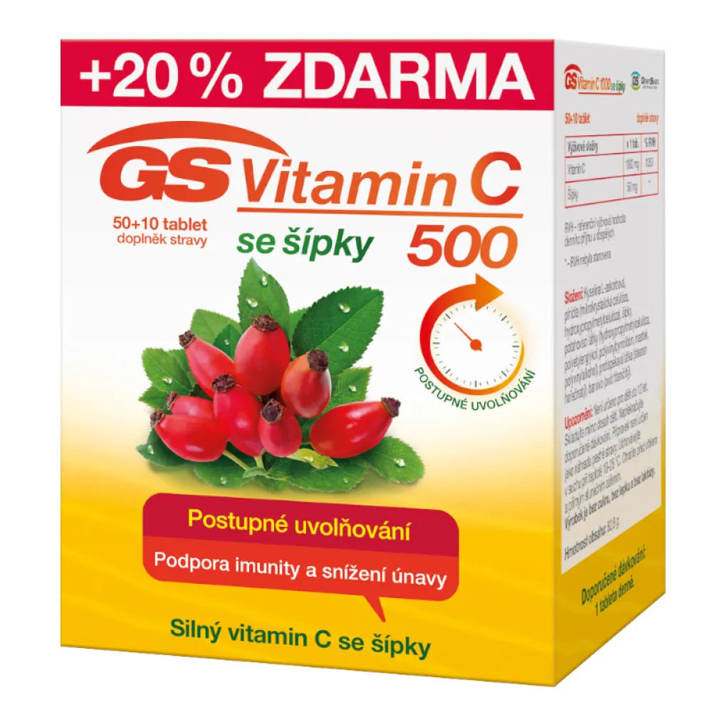 GS Vitamin C500+šípky tbl.50+10 ČR/SK