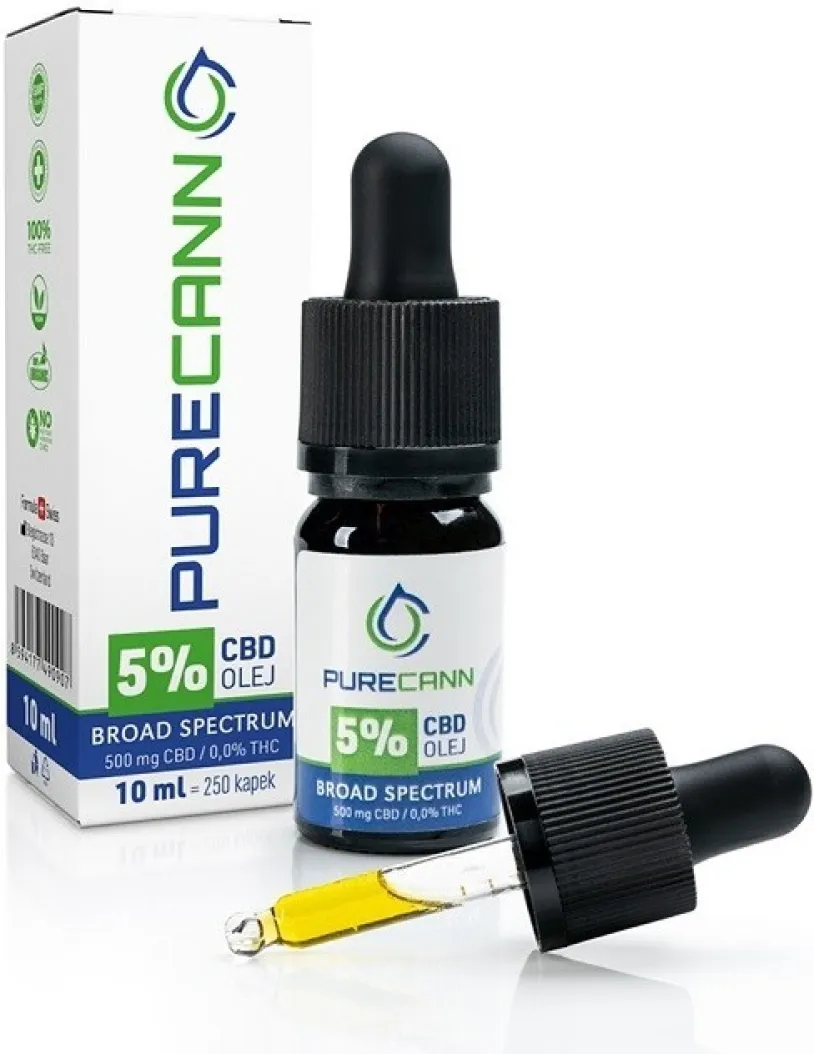 PURECANN 5% CBD olej Broad Spectrum 500mg 10ml