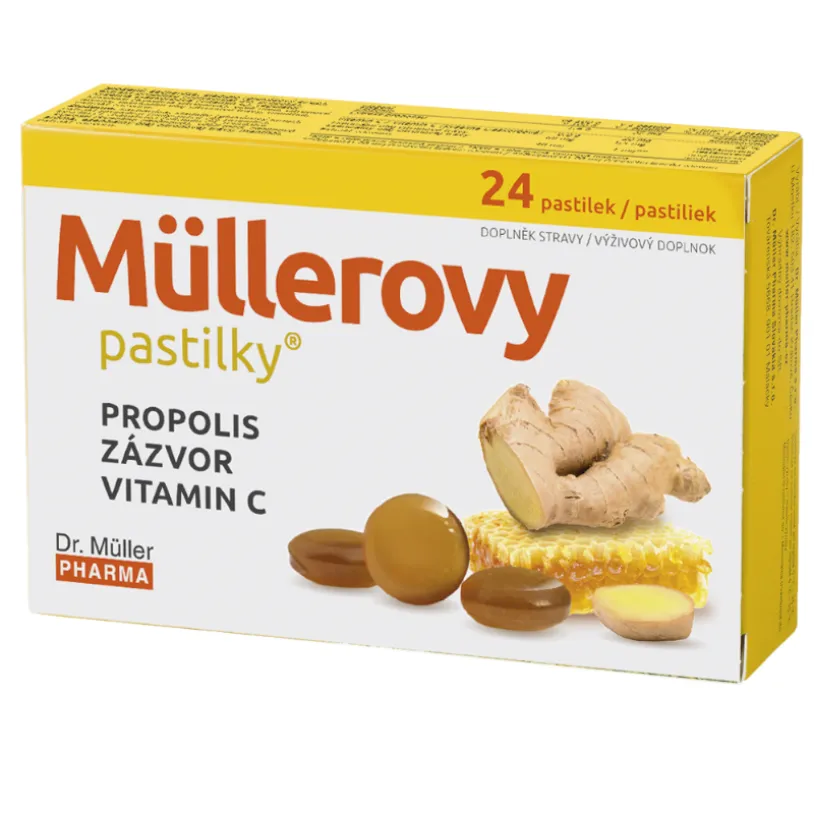 Müllerovy pastilky s propolisem a zázvorem 24ks