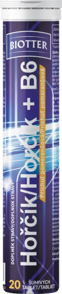 Biotter Hořčík s vit.B6 pomeranč 20ks šum.tbl.