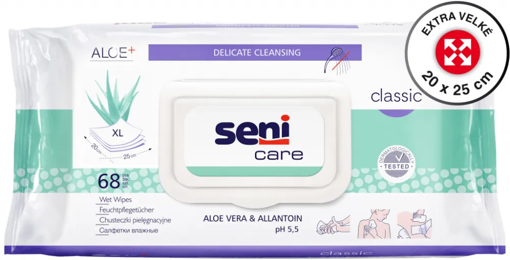Seni Care vlhčené ubrousky Sensitive 68ks