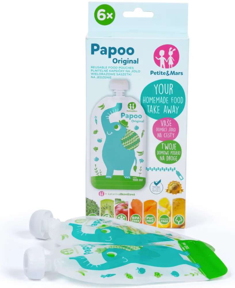 Petite&Mars Kapsička na jídlo Papoo Slon 6x150ml