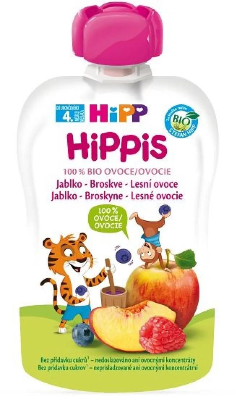 HiPP Hippis Jablko-Broskev-Lesní ov.BIO 4m 100g