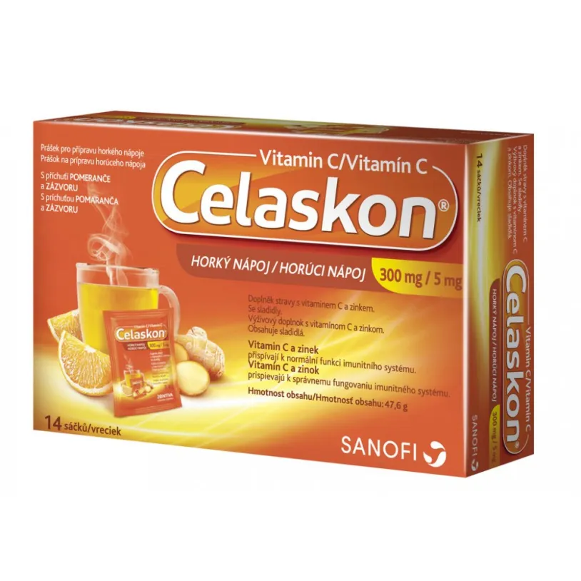 Celaskon horký nápoj 300mg + Zinek 5mg 14sáčků