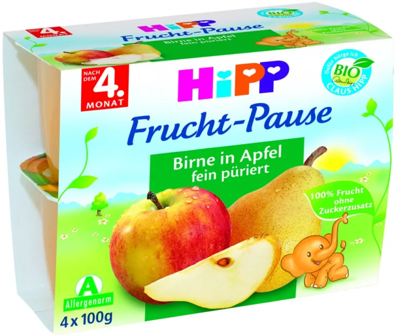 HiPP Jablka s hruškami BIO 4m 4x100g