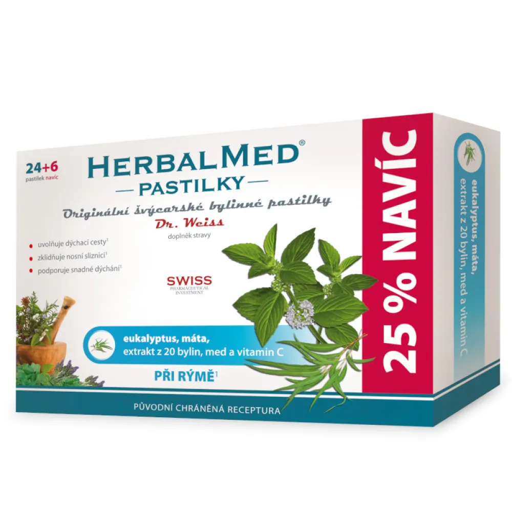 HerbalMed past. Dr.Weiss Eukalypt+máta+vit.C 24+6