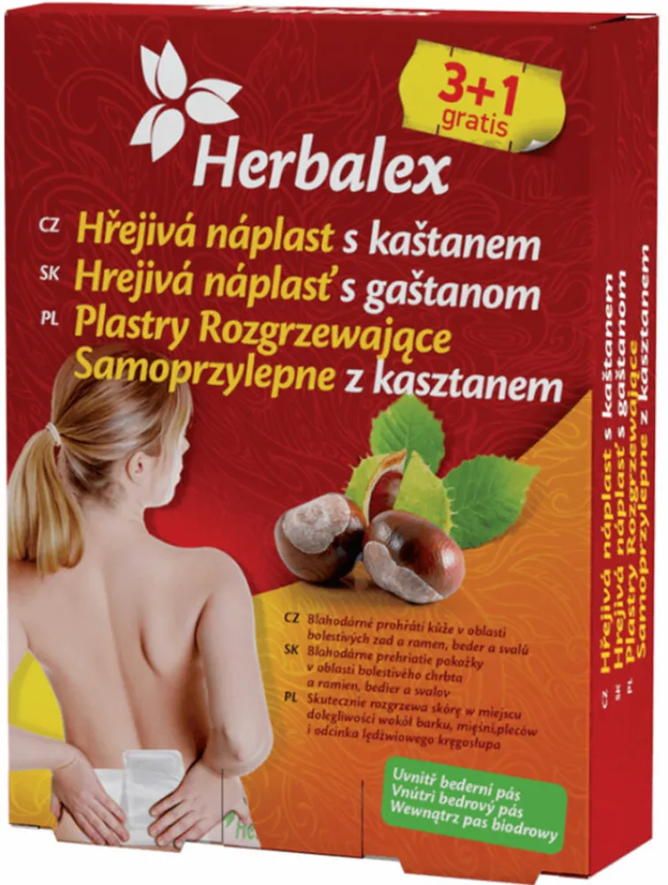 Herbalex hřejivá nápl. s kaštan. 3+1+BED PÁS+Dárek