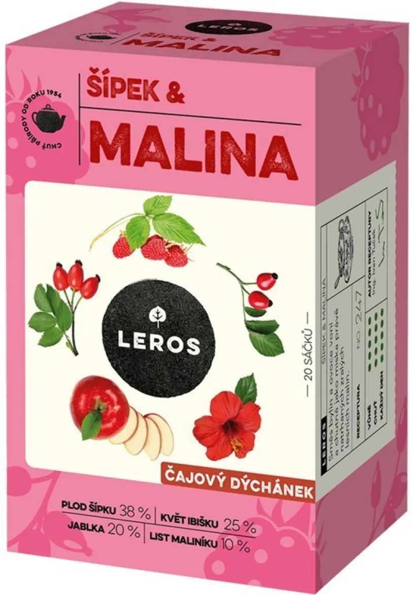 LEROS Čajový dýchánek šípek&malina 20x2g