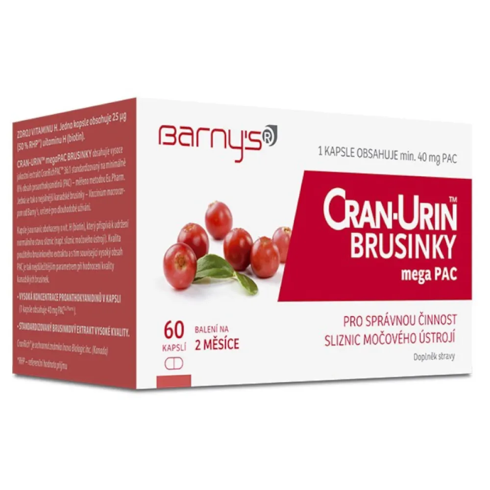Barnys Cran-Urin™ Brusinky megaPAC, 60 kapslí
