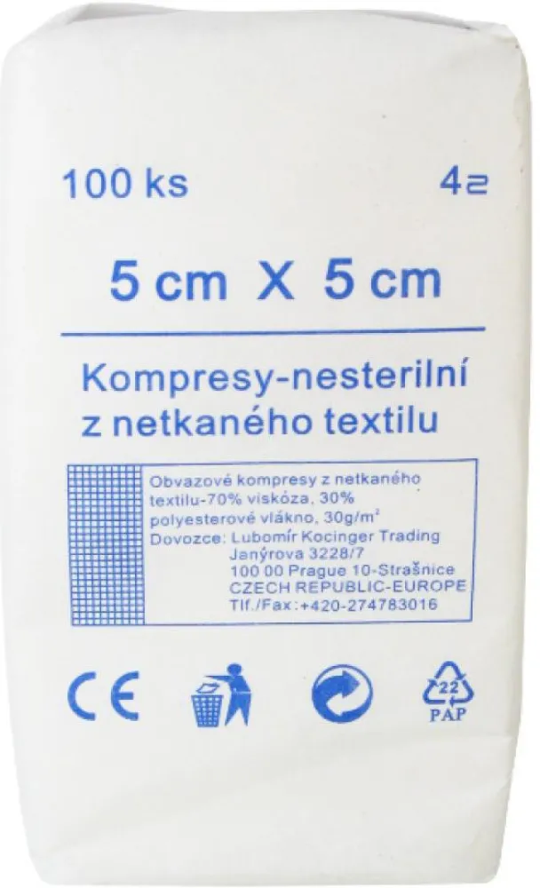 Kompres net.text.nesteril.5x5/100ks 4 vrstvy