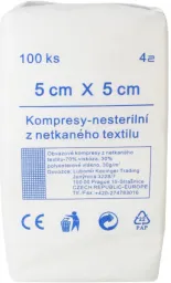 Kompres net.text.nesteril.5x5/100ks 4 vrstvy