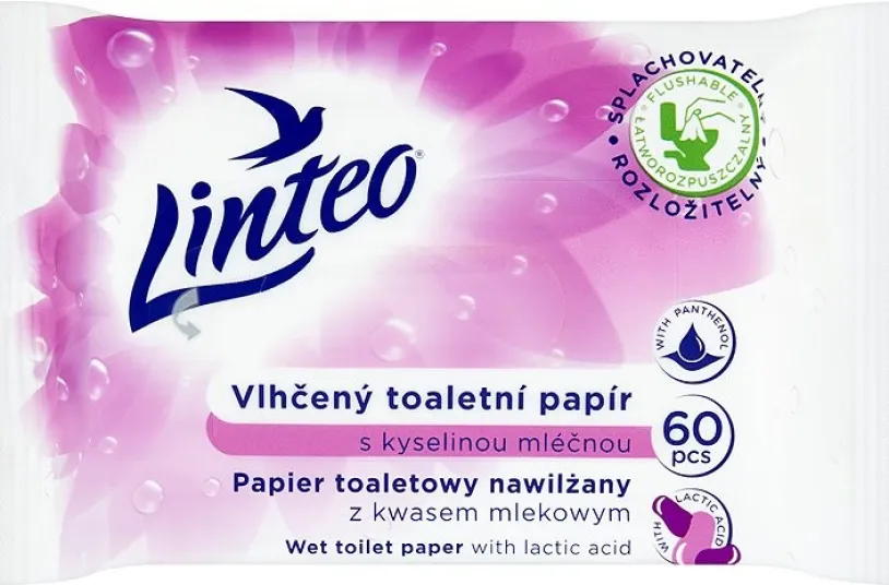 Vlhčený toaletní papír LINTEO s kys.mléčnou 60ks