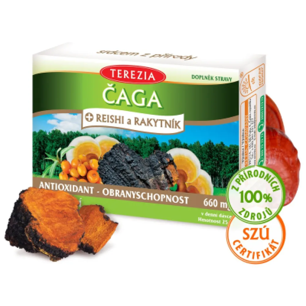 TEREZIA Čaga + reishi a rakytník 60 kapslí