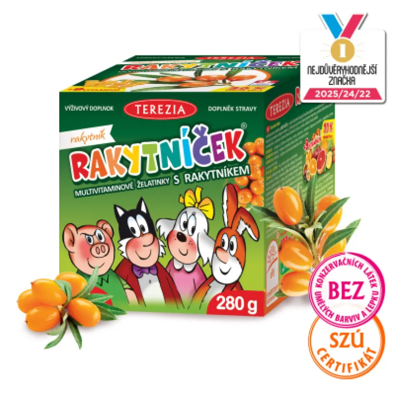 TEREZIA RAKYTNÍČEK multivitaminové želatinky s rakytníkem 70 ks (280 g)