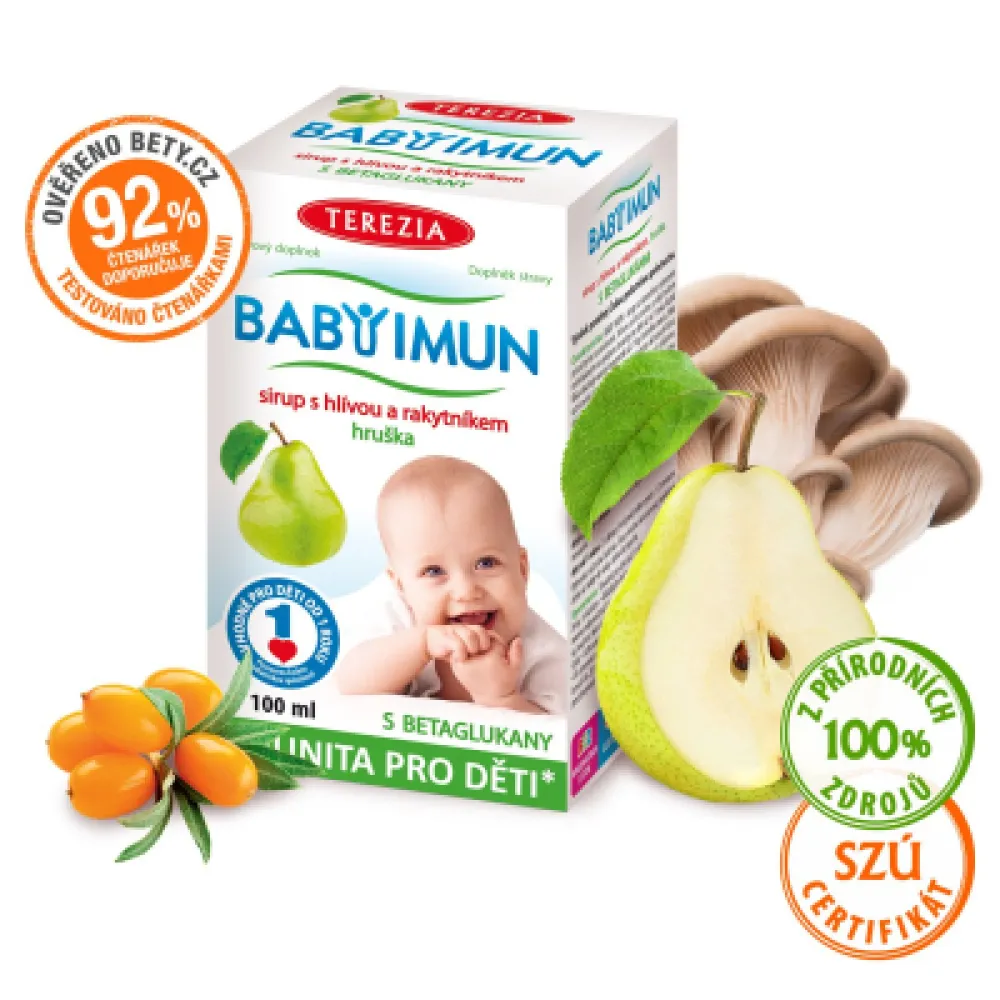 TEREZIA BABY IMUN sirup s hlívou a rakytníkem - hruška 100 ml