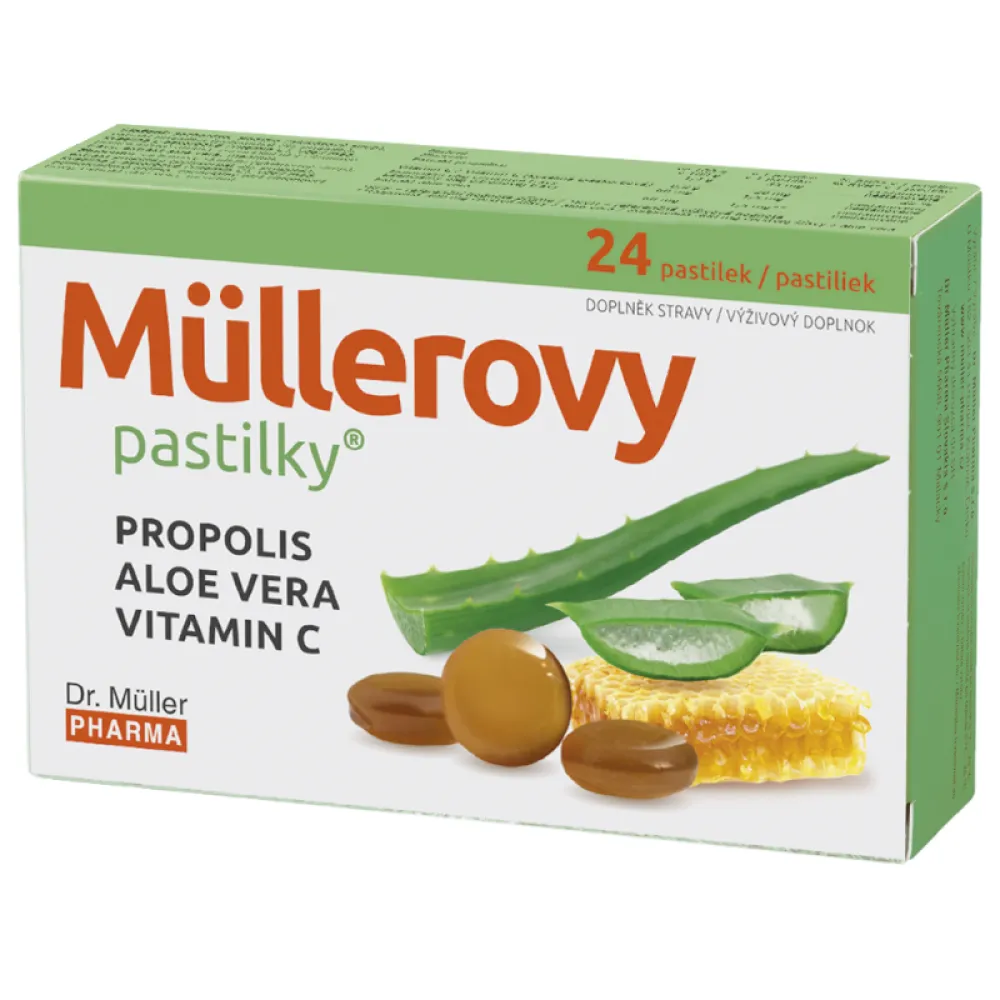 Müllerovy pastilky s propolisem a Aloe vera 24ks