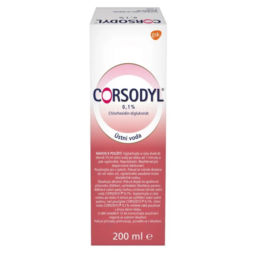 Corsodyl 0.1% ústní voda 200ml