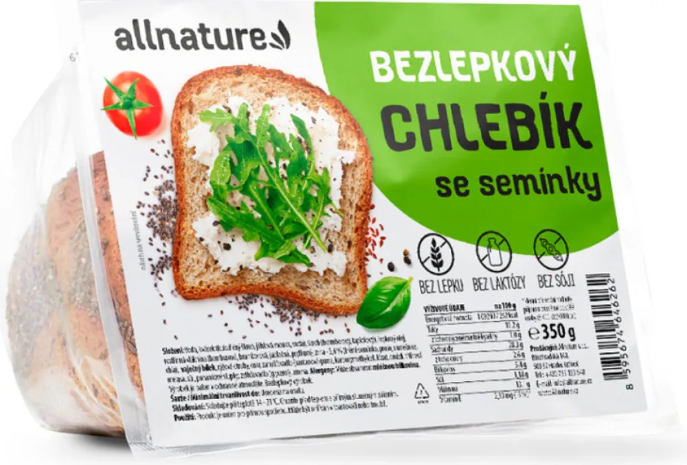 Allnature Bezlepkový chlebík se semínky 350g