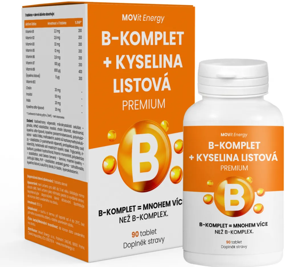 MOVit B-Komplet+Kyselina listová PREMIUM tbl.30