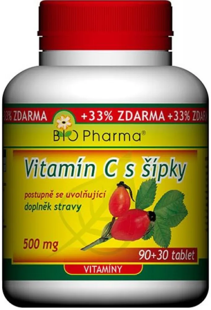 Vitamín C 500mg+šípky 30mg prodl.účinek tbl.90+30