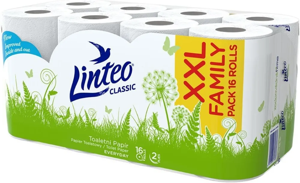 Linteo ClassicToaletní papír 2vrstvý bílý 16rolí