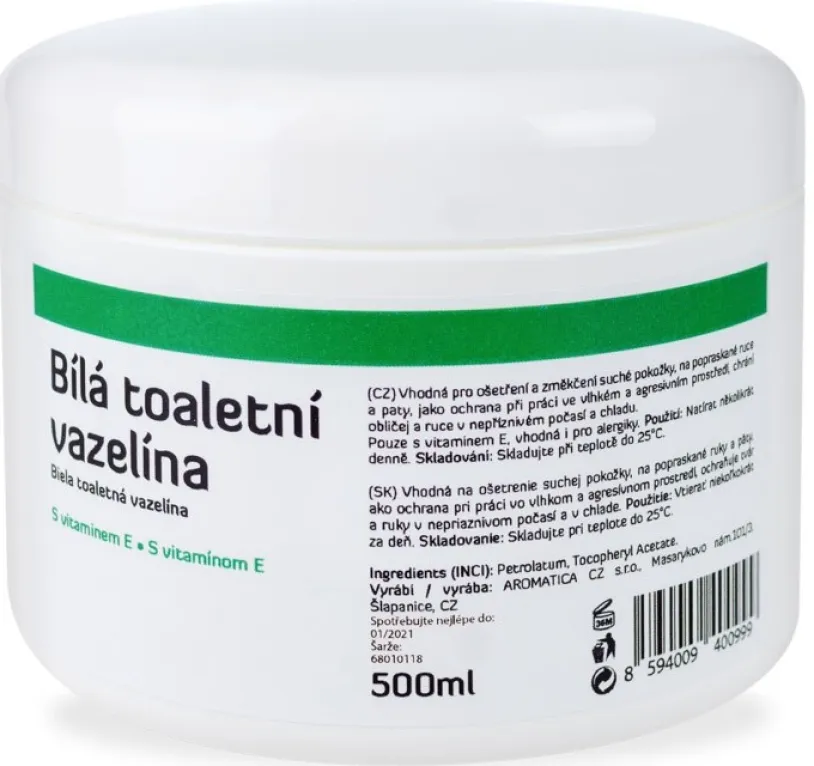 AROMATICA Bílá toaletní vazelína s vit.E 500ml