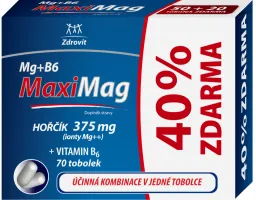 MaxiMag Hořčík 375mg+B6 40% ZDARMA 70 tobolek