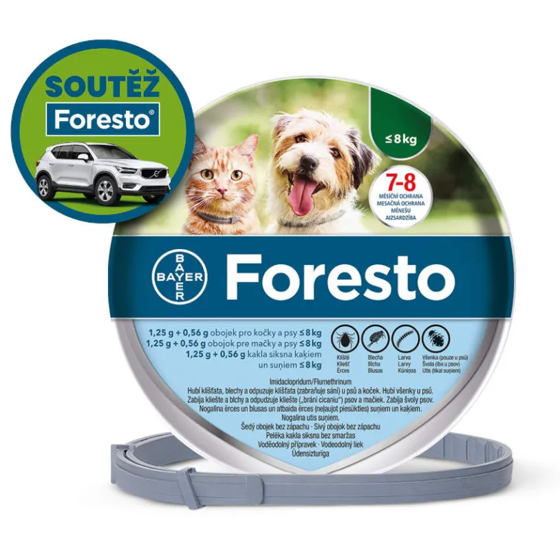 Foresto 1.25g+0.56g obojek kočky+psy do 8kg 38cm