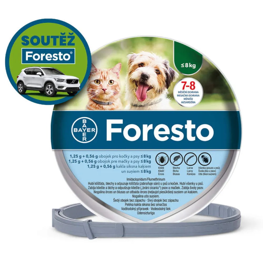 Foresto 1.25g+0.56g obojek kočky+psy do 8kg 38cm