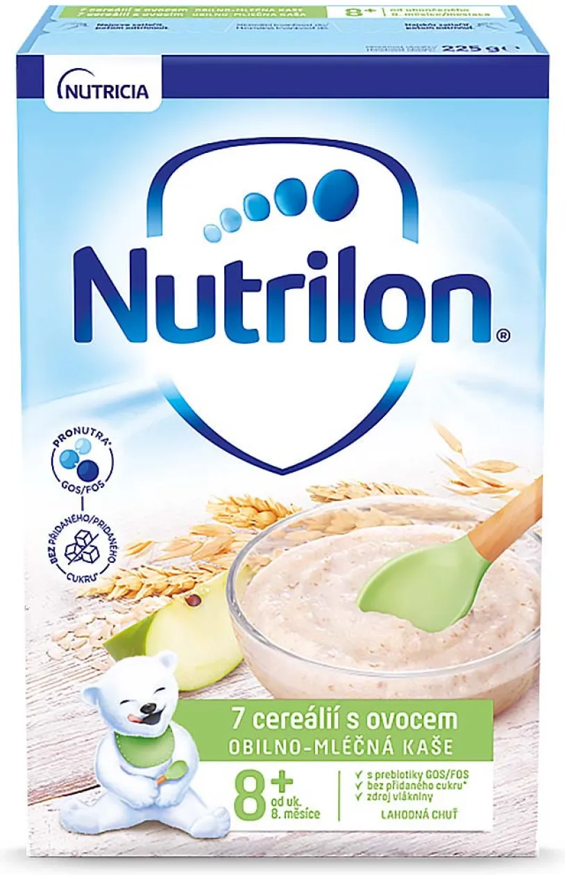 Nutrilon Obil.-ml.kaše 7cereálií s ovocem 225g 8m+