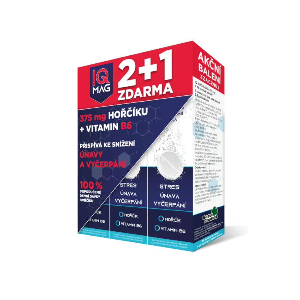 IQ Mag Hořčík 375mg+vit.B6 šum.tbl.40+20