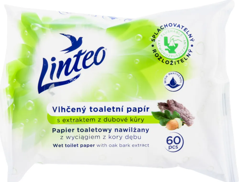 Linteo Vlhčený toaletní papír s dubovou kůrou 60ks
