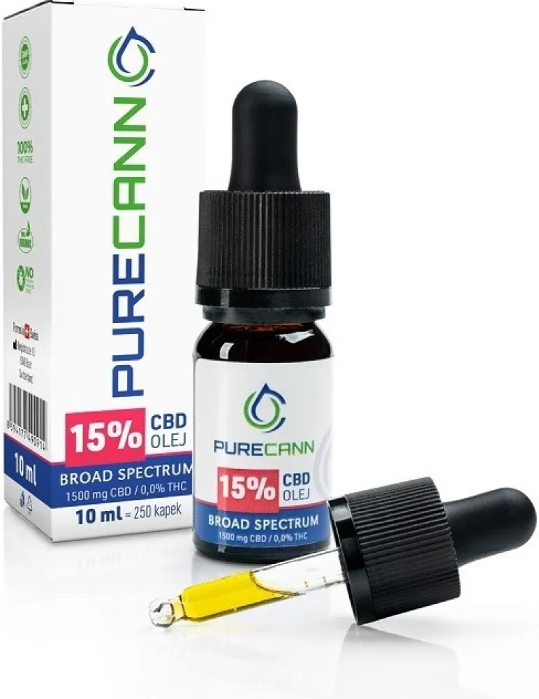 PURECANN 15% CBD olej Broad Spectrum 1500mg 10ml