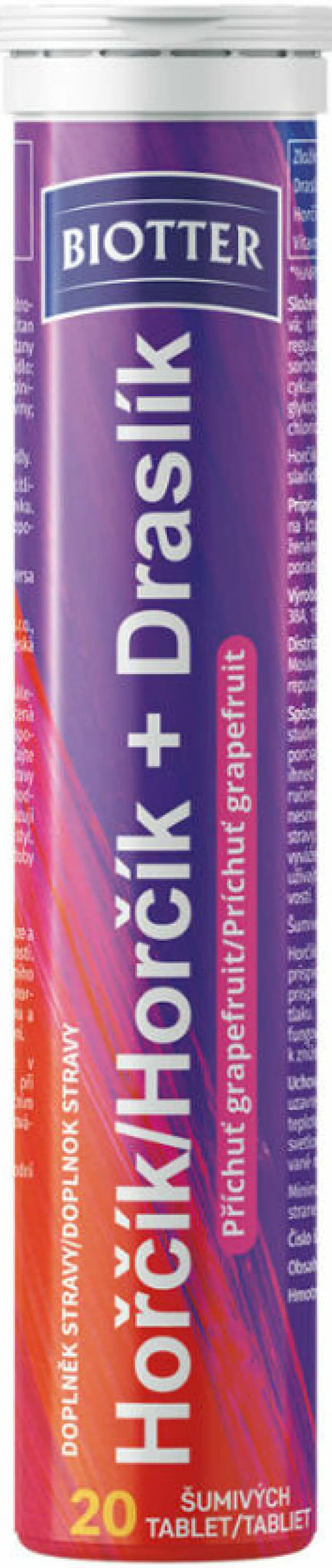 Biotter Hořčík + Draslík grapefruit 20ks šum.tbl.
