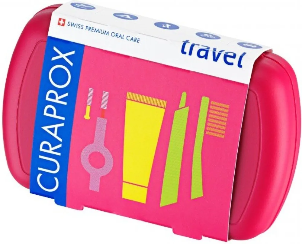 CURAPROX Travel set cestovní sada tmavě růžová