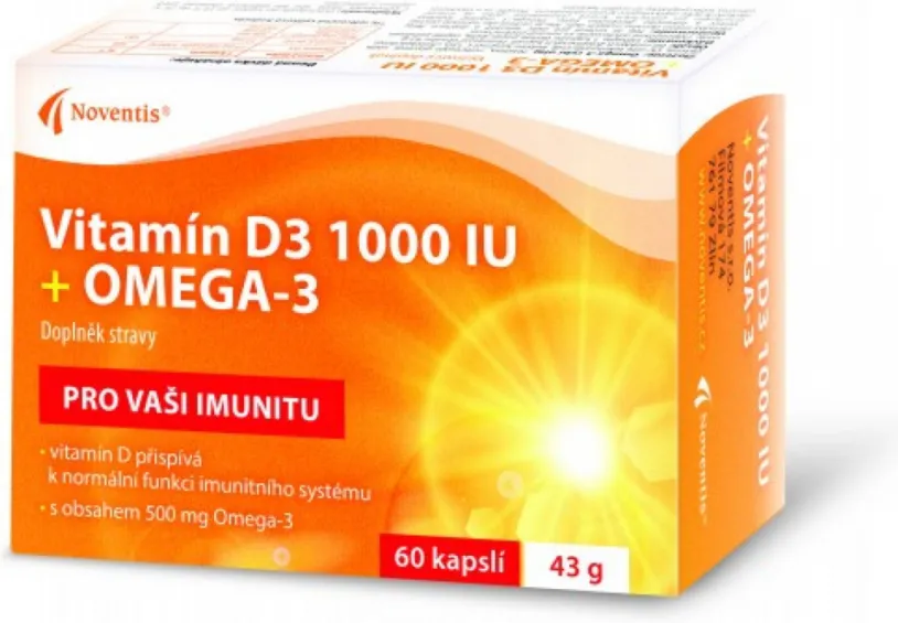 Vitamín D3 1000 IU+Omega-3 cps.60