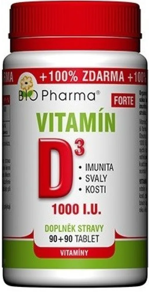 Vitamín D3 Forte 1000 I.U. tbl.90+90 Bio-Pharma