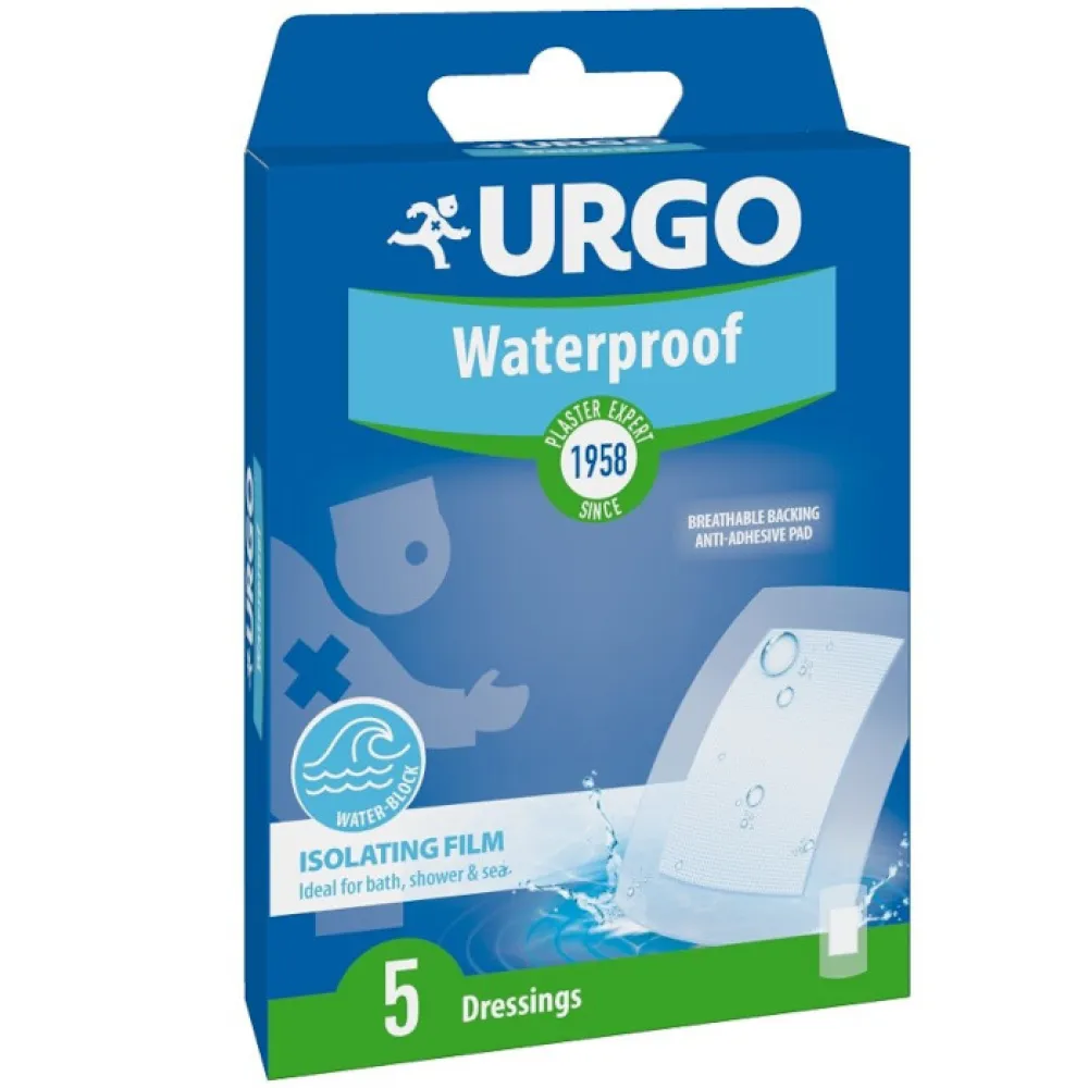 URGO WATERPROOF Voděodolná náplast 10x6cm 5ks NOVÁ