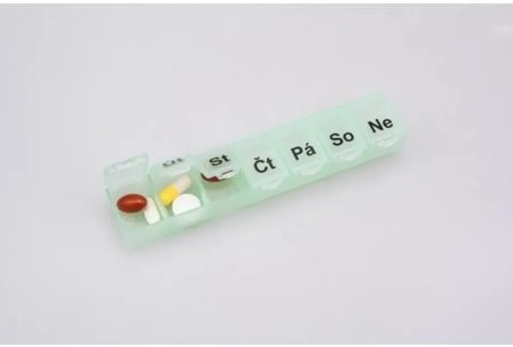 Dávkovač léků OBZOR typ 07 týdenní světle zelený