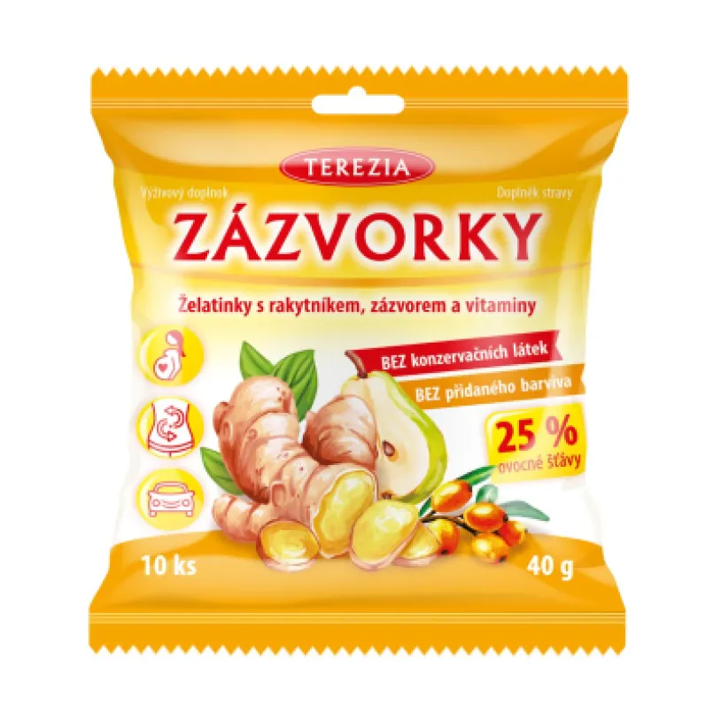 Zázvorky želatinky s rakytníkem, zázvorem a vitaminy 10 ks