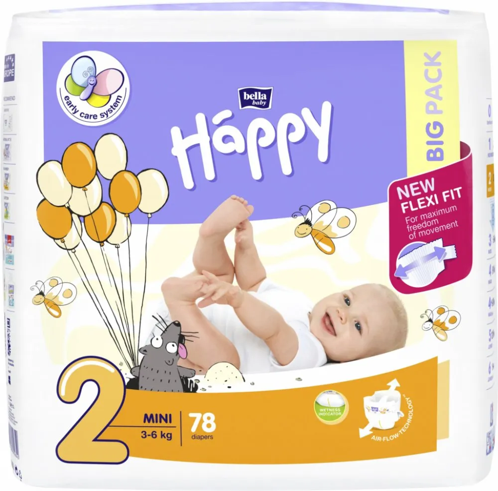 Happy Mini dětské pleny 3-6kg 78ks