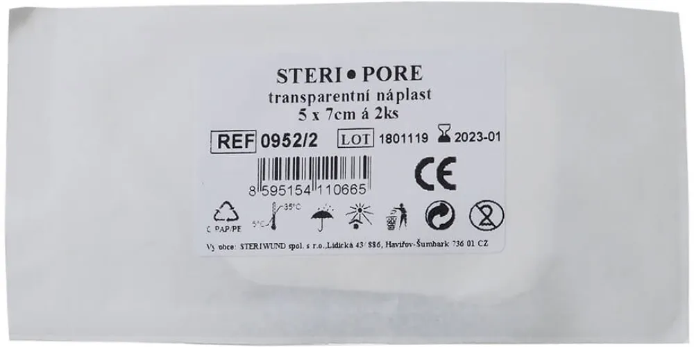 Rychloobvaz STERI*PORE 5x7cm/2ks Steriwund