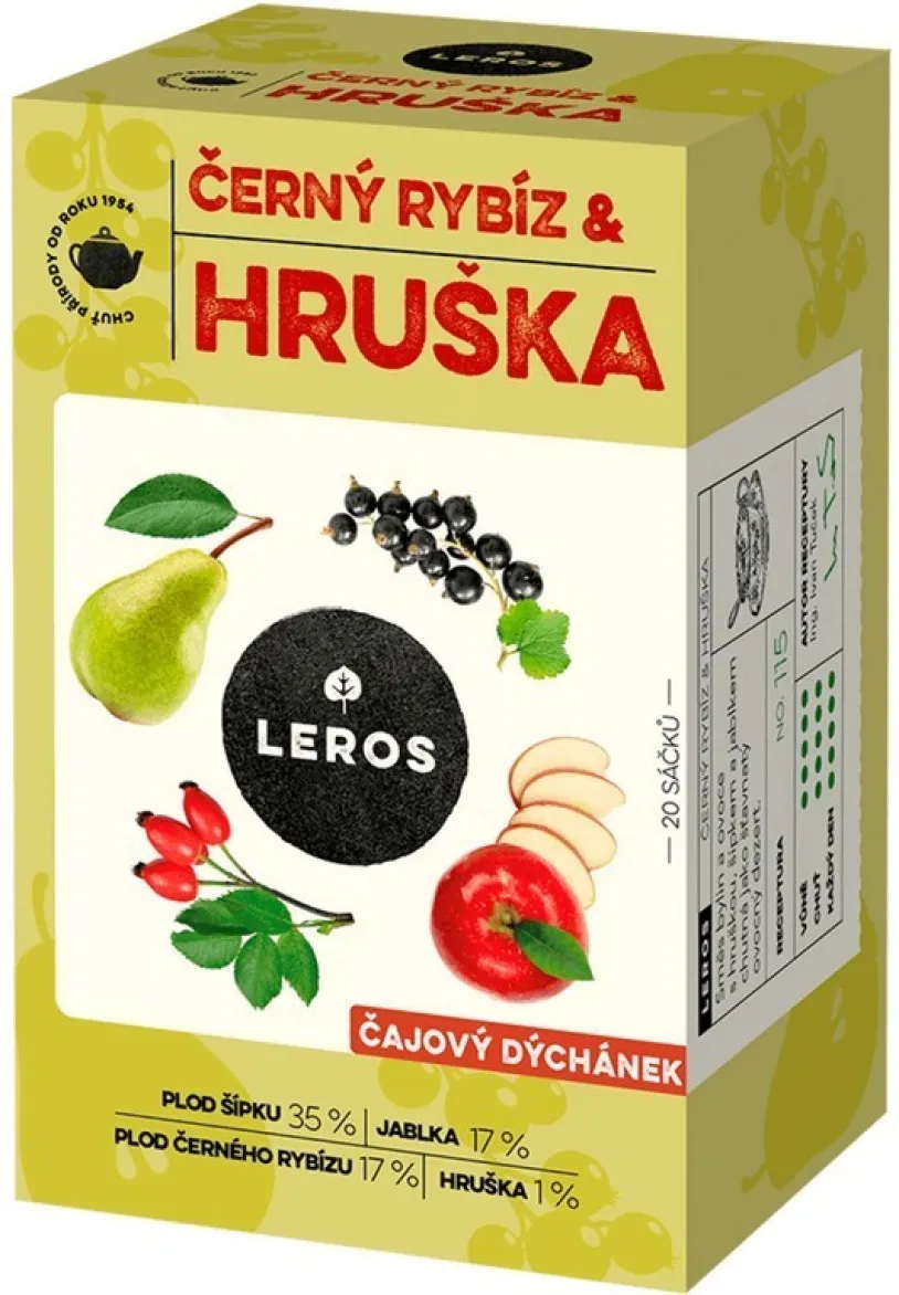 LEROS Čajový dýchánek černý rybíz&hruška 20x2.5g